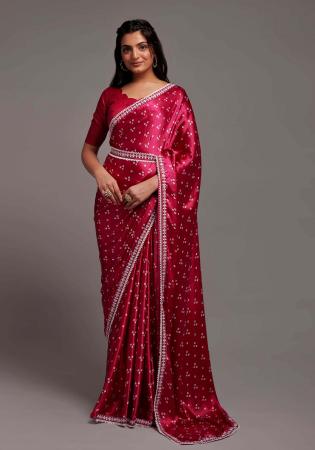 Picture of Excellent Satin Light Coral Saree