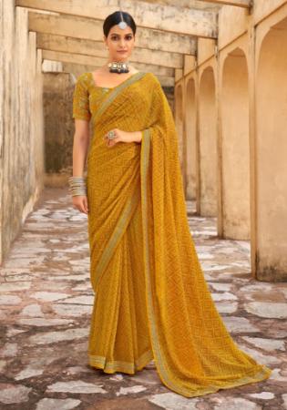 Picture of Appealing Georgette Dark Golden Rod Saree