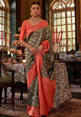 Picture of Beauteous Silk Dark Khaki Saree