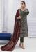 Picture of Georgette Dark Olive Green Straight Cut Salwar Kameez