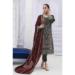 Picture of Georgette Dark Olive Green Straight Cut Salwar Kameez