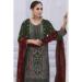 Picture of Georgette Dark Olive Green Straight Cut Salwar Kameez