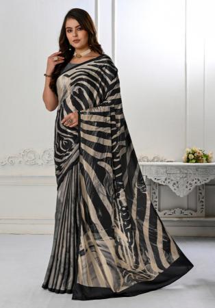 Picture of Enticing Crepe & Silk Black Saree