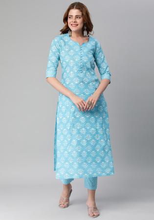 Picture of Enticing Rayon Light Steel Blue Kurtis & Tunic