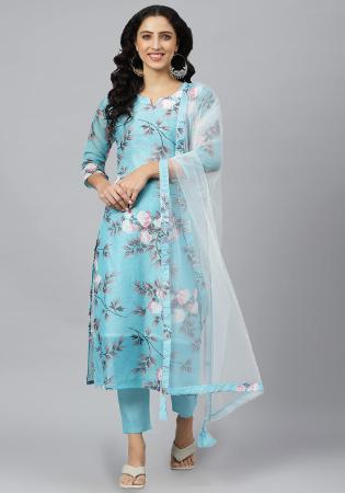 Picture of Nice Rayon Light Blue Readymade Salwar Kameez