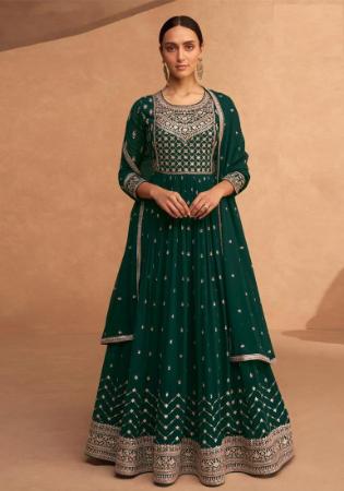 Picture of Statuesque Georgette Dark Green Anarkali Salwar Kameez