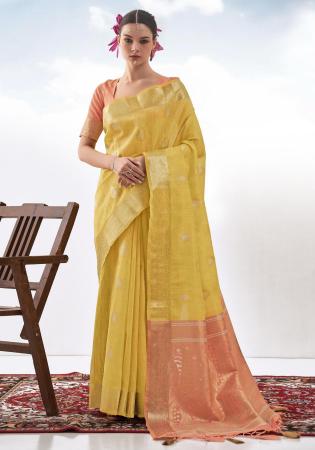 Picture of Beautiful Silk Yellow Saree