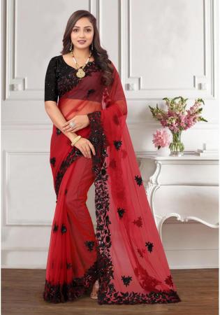 Picture of Comely Net Red Saree