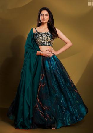 Picture of Crepe & Georgette & Organza Midnight Blue Lehenga Choli