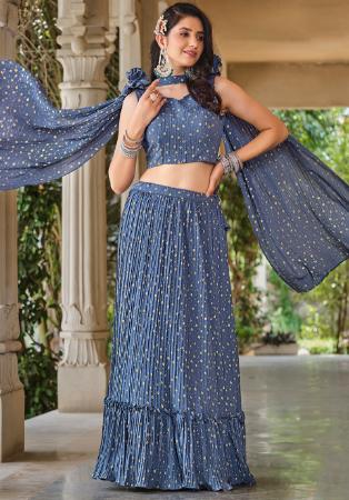 Picture of Georgette Light Slate Grey Readymade Lehenga Choli