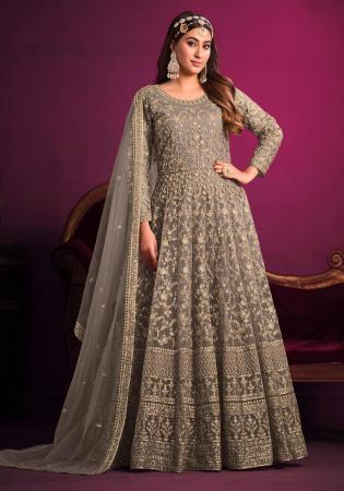 Picture of Graceful Net Grey Anarkali Salwar Kameez