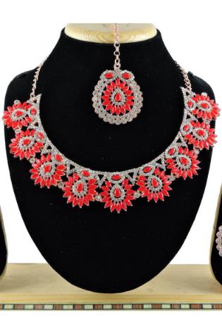 Picture of Elegant Crimson Necklace Set