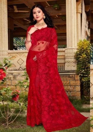 Picture of Marvelous Net Dark Red Saree