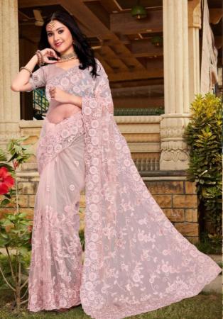 Picture of Ravishing Net Rosy Brown Saree