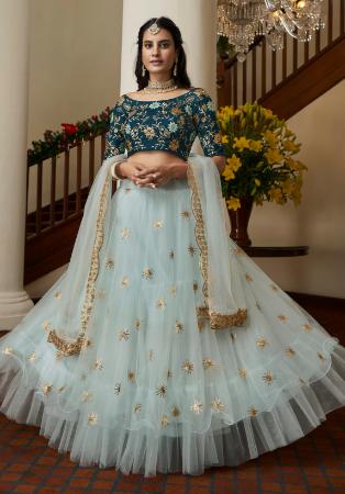 Picture of Resplendent Silk Sky Blue Lehenga Choli