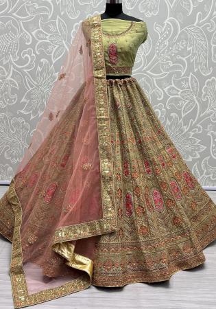 Picture of Admirable Net Dark Olive Green Lehenga Choli