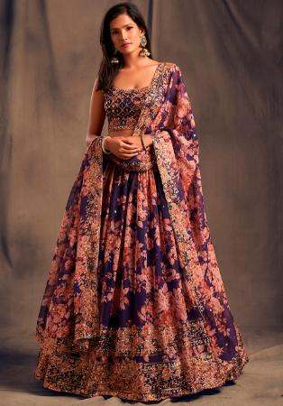 Picture of Ideal Organza Purple Lehenga Choli