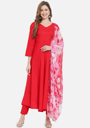 Picture of Radiant Rayon Crimson Readymade Salwar Kameez