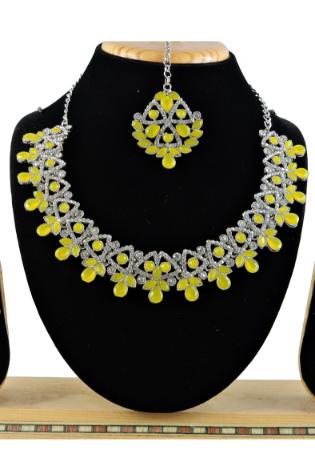 Picture of Nice Yellow & Khaki Necklace Set