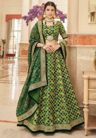 Picture of Statuesque Silk Dark Olive Green Lehenga Choli