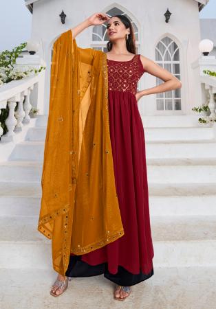 Picture of Sublime Georgette Maroon Readymade Salwar Kameez