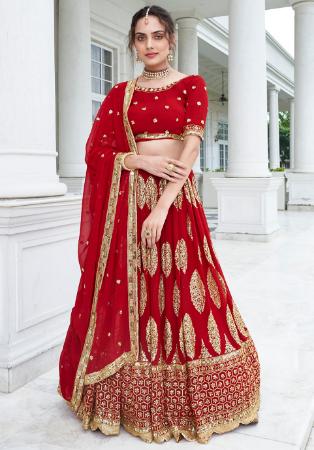 Picture of Splendid Georgette Dark Red Lehenga Choli