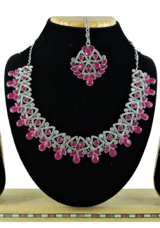 Picture of Appealing Deep Pink Necklace Set