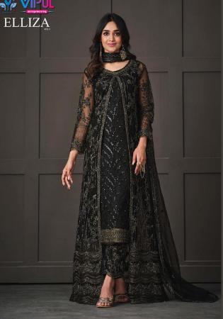 Picture of Taking Net Black Straight Cut Salwar Kameez