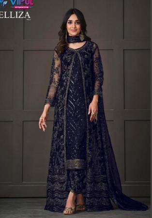 Picture of Net Dark Slate Grey Straight Cut Salwar Kameez