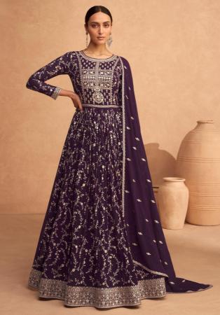 Picture of Well Formed Georgette Dim Gray Anarkali Salwar Kameez