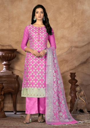 Picture of Nice Silk Hot Pink Straight Cut Salwar Kameez