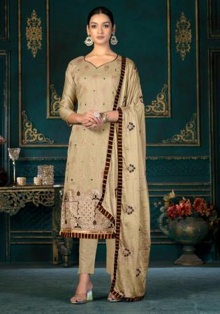 Picture of Graceful Chiffon Beige Straight Cut Salwar Kameez