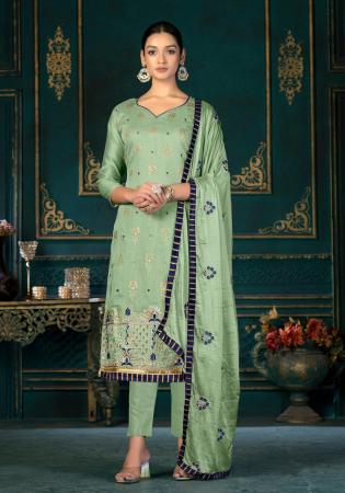 Picture of Chiffon Dark Sea Green Straight Cut Salwar Kameez