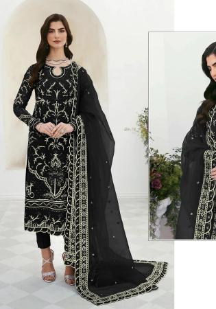 Picture of Well Formed Georgette Black Anarkali Salwar Kameez