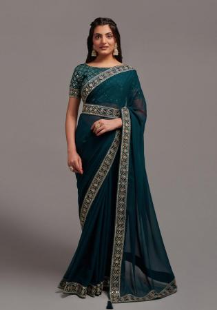 Picture of Shapely Chiffon Midnight Blue Saree