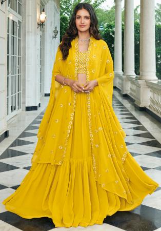 Picture of Excellent Georgette Yellow Lehenga Choli