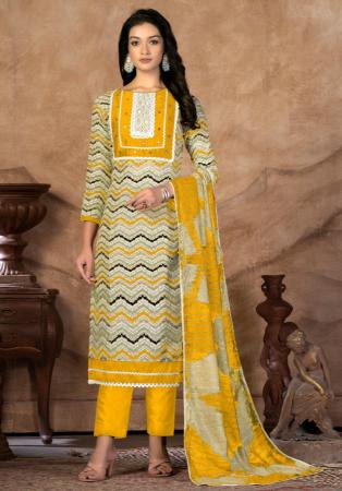 Picture of Gorgeous Cotton Orange Straight Cut Salwar Kameez