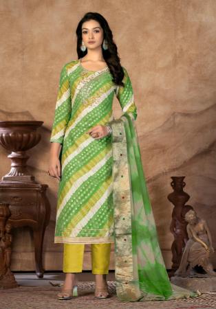 Picture of Amazing Cotton Dark Khaki Straight Cut Salwar Kameez