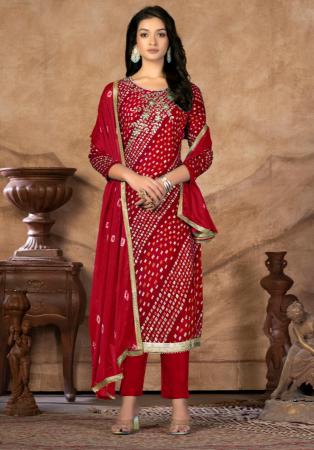 Picture of Amazing Cotton Dark Red Straight Cut Salwar Kameez