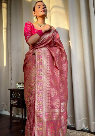 Picture of Well Formed Silk Deep Pink Saree