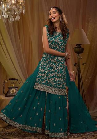 Picture of Georgette Midnight Blue Straight Cut Salwar Kameez