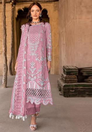 Picture of Silk & Organza Rosy Brown Straight Cut Salwar Kameez