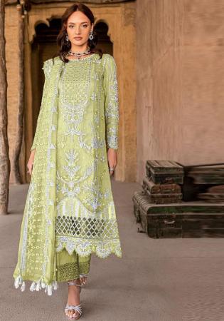 Picture of Silk & Organza Dark Khaki Straight Cut Salwar Kameez