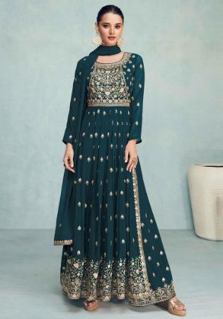 Picture of Georgette Dark Slate Grey Anarkali Salwar Kameez