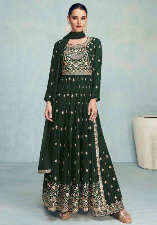 Picture of Well Formed Georgette Sea Green Anarkali Salwar Kameez