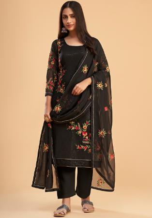 Picture of Radiant Georgette Black Straight Cut Salwar Kameez