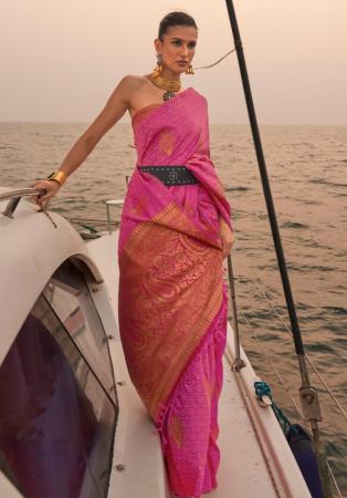 Picture of Well Formed Satin Hot Pink Saree