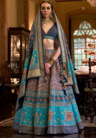 Picture of Elegant Silk Slate Grey Lehenga Choli