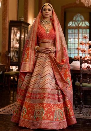 Picture of Grand Silk Indian Red Lehenga Choli