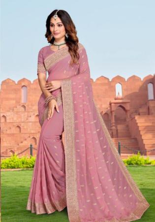 Picture of Pleasing Georgette Pale Violet Red Saree